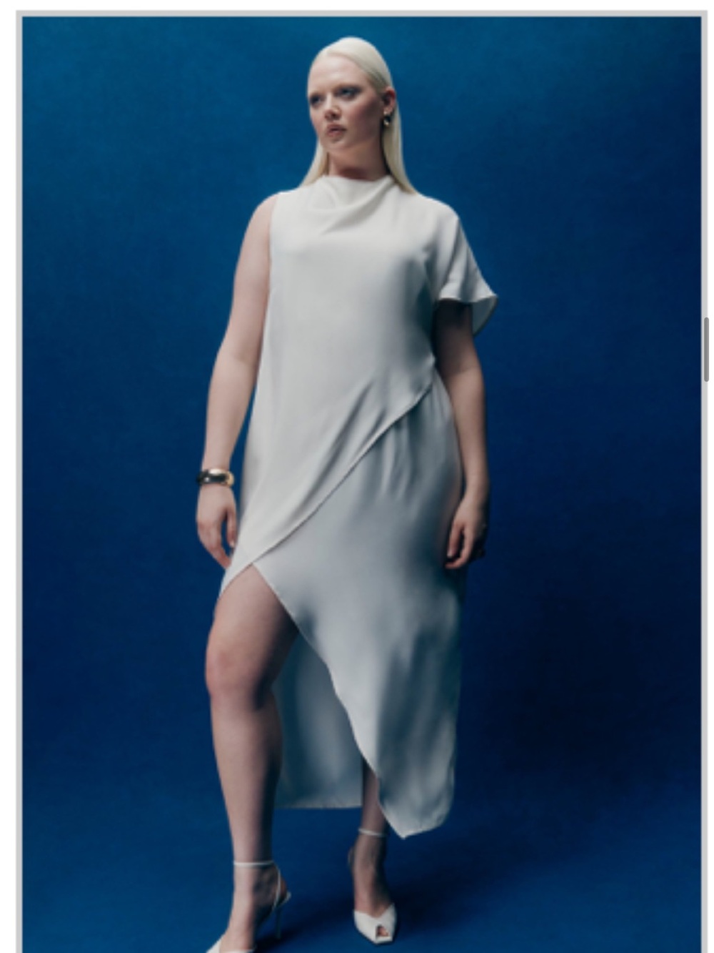 Eloquii Cream Asymmetrical Relaxed Maxi Dress Warm Cream Size 22 NWT